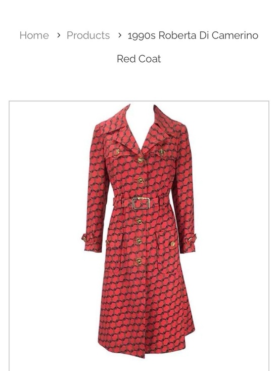 Roberta di Camerino Jackets & Blazers - Roberta di Camerino Red and Black Patterned Belted Coat